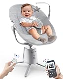 Zoicay Lightweight Baby Swing for Infant with 3 Modes & 5 Speeds, BT Enabled App & Remote Control Electric Swing – 6 Lullabies and 3 Timer Settings, 2 Seat Positions and 5-Point Harness Compact Swing