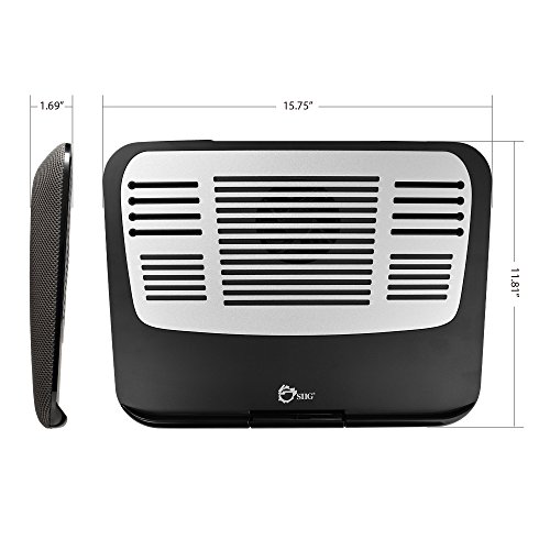 Aluminum Laptop Cooling Pad, SIIG Ergonomic Multi-Angle Tilted Laptop Lap Pad Stand, Air Mesh Cushioned Base with USB Powered Cooling Fan & Detachable Tablet Stand, Black - Thumbnail 3