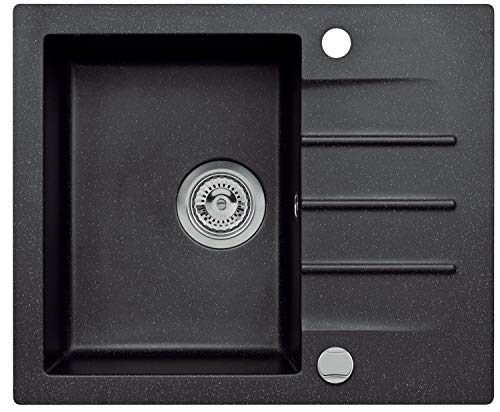Axis Kitchen Mojito 20 Küchenspüle Material Axigranit 45er Unterschrank Spülbecken Siphon, Exzenterbedienung, Ausschnittschablone (AXIS SCHWARZ) Cover