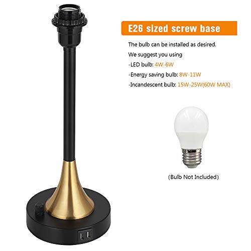 Table Lamps Set of 2, Bedside Nightstand Lamps with Dual USB Charging Ports, Desk Lamps with Metal Base Fabric Lamp Shade for Living Room Bedroom Office, 20\" High - Thumbnail 5