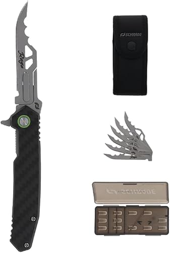 Schrade Delta Class Phantom Enrage 6 con cuchillas reemplazables, asas de fibra de carbono para supervivencia al aire libre, caza