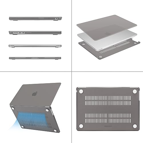 Image of MOSISO Compatible with MacBook Air 15 inch Case M4 M3 M2 2025 2024 2023 Release A3241 A3114 A2941 with Touch ID, Plastic Hard Shell Case&Keyboard Cover&Screen Protector&Storage Bag, Gray