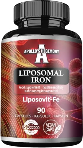 Liposomal Iron 20 mg - 90 Vegan Capsules - High Absorption Iron with Liposovit®-Fe - Cognitive Support - 3 Month Supply - by Apollo's Hegemony