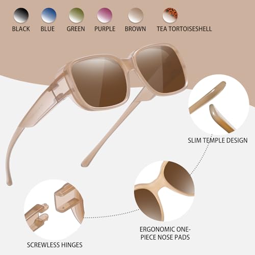 Image of Polarized Sunglasses Over Glasses Women Wrap-Around Glasses Small Shapes Driving Fishing UV400 Protection
