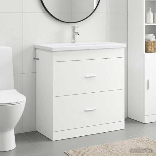 Muebles de baño de madera con lavabo y grifo para reformas 3