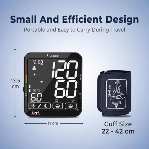Image of Dr. Odin BP156 Touch Screen BP Monitor with Talking Function, Memory Storage, FDA Approved, Large Display, and Adjustable Cuff (22-42 cm) for Accurate Blood Pressure (Black)