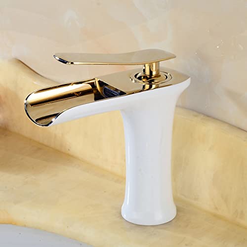 Robinet de lavabo antique cascade mitigeur vintage haut brossé eau chaude froide LYGXWJFC