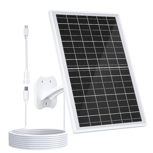 Zivif 13W Solar Panel for Outdoor Security Cameras, USB-C, Micro USB & 5.5x2.1mm DC Output, 360° Adjustable Mount, IP66 Waterproof, 7.2FT Cable, Compatible with Battery-Powered Cameras