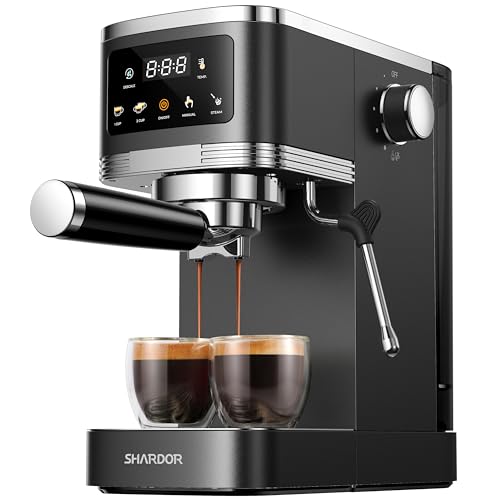 Image of SHARDOR Espresso Machine 20 Bar, Professional Espresso Machine with Milk Frother and Touchscreen, Expresso Coffee Machines with Adjustable Temperature,for Cappuccino, Latte, Stainless Steel, Black