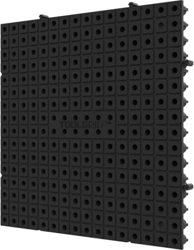 Toolgrid 6x6 Modular Tool Organizer Boards - Custom Toolbox Organizer & Socket Organizer System - Garage Organization & Storage Wall Panel for Home Improvement - 16 Pack - BLACK
