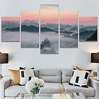 SIGNWIN 5 Panel Canvas Wall Art Modern Art Coastal Colorful Multicolor Photography Romantics Sunset for Home Decorations Ready to Hang - 60