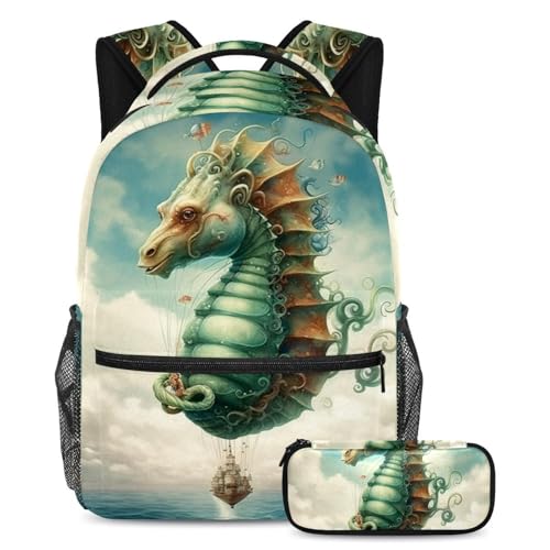 Cartable grande capacité océan avec trousse pour ranger toutes les affaires d'école