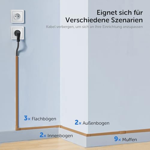 shinfly 4,8 m Kabelkanal Selbstklebend, Kabelkanal Braun, Kabelschacht von Kabeln, Kabelleiste für die Wand, TV - 15x10 mm