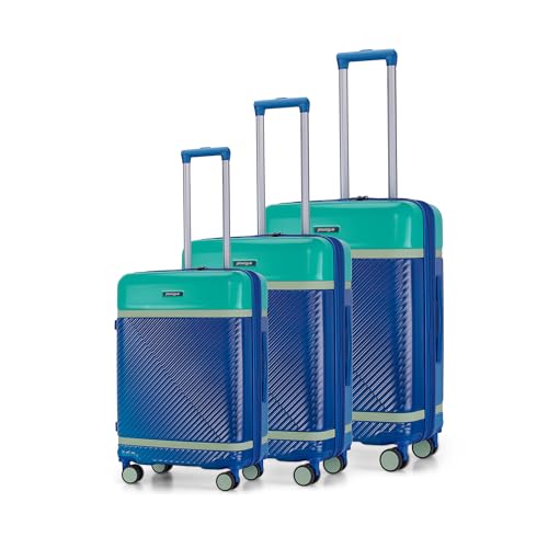 Image of Provogue Linea Hard-Sided PP Trolley Bag Set of 3 | Expandable Space with 8 Wheels Trolley Bags for Travel |Lightweight with TSA Lock|3 Year Warranty (Provogue Blue)
