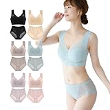 [XI LE] ブラジャー ショーツセット ノンワイヤー 下着セット レディース 可愛い M～6L 大きいサイズ 上下セット レディースインナーセット シームレス (ブルー, 上：5L/下：3L)
