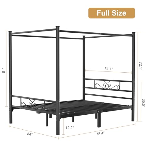 Hueofgp CANOPY BED FRAME Full Size, Four-Poster Canopied Platform Bed thumb #1