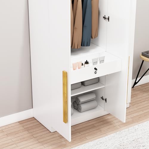 Image of Bniture 3 Door Wardrobe for Bedroom with Lockable Door & Hanging Space | Almirah for Clothes with Elevated Bottom Base | Wardrobe for Storage | 3 Years Warranty