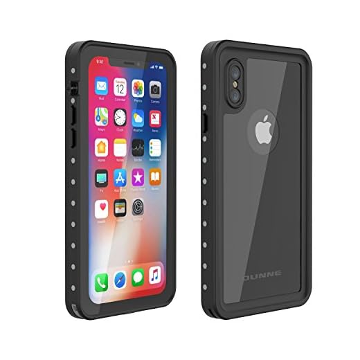 OUNNE iPhone X/Xs Waterproof Case, Underwater Full Sealed Cover Snowproof Shockproof Dirtproof Waterproof Case with Built-in Screen Protector for iPhone X/Xs (Black-Mirror Cover)