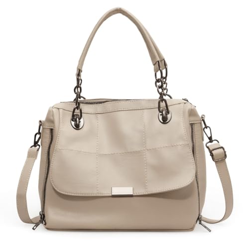 ALWY Bolsa Feminina Couro Ombro Mão Grande, Bolsa Lado Tote Bag Transversal Executiva Presente Trabalho Casual (Off White)