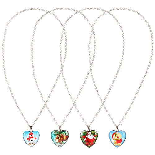 4 peças elegantes de pingentes de pescoço em forma de coração, joias de pescoço de desenho animado e