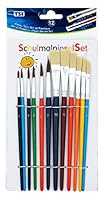 TSI Schulmalpinsel-Set 12tlg, Haarpinsel (Größe 1,2,4,6,8 und 10) - Borstenpinsel (Größe 4,6,8,10,12 und 14), Schaft farbig lackiert, Art. Nr. 49111