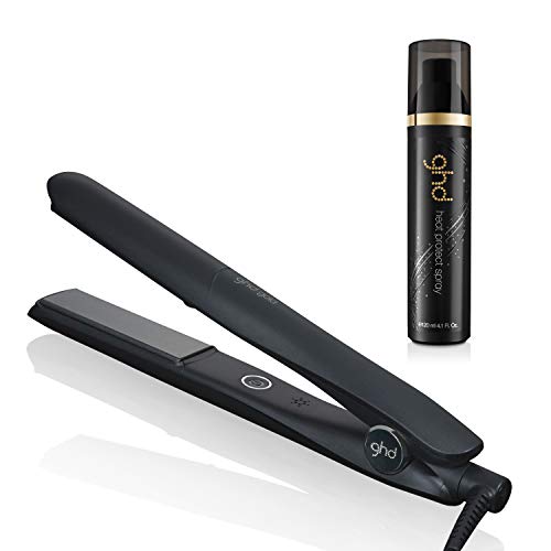 ghd Gold Essentials Duo with Gold Hair Straightener in Black and Heat Protect Spray, 2-pc Set