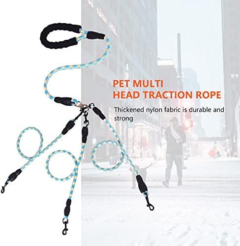 Three Dog Leash,Comfortable Three Dog with Reflective,360 Swivel No Tangle 3 Dog Training Leash,for Multiple Large Medium Small Dogs (Blue 1, Three Leashes) - 3
