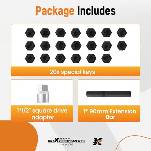 Image of maXpeedingrods 22PCS Wheel Locking Nut Key Kit for VW VAG Volkswagen, Wheel Lock Nut Socket Adapter Set, Wheel Lock Lugnut Anti-Theft Screw Lug Nut Removal Tool, Anti-Theft Screw Remover