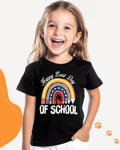 Last Day of School Shirt, Toddler Boys Girls Kids Graduation Shirts, Happy End of School Year Funny Graphic Tee Tops, 2-8T3