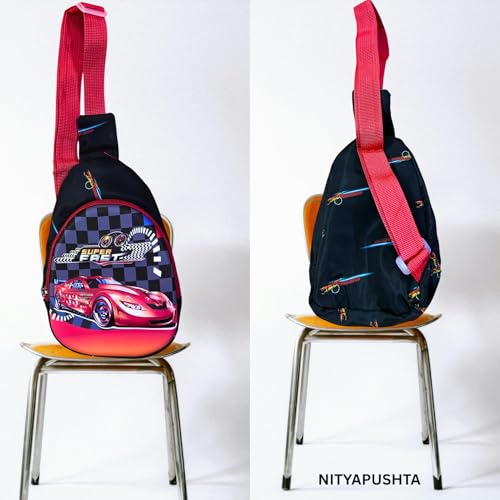 Image of Kids Small Cartoon Design Sling Crossbody Shoulder Bag for Boys & Girls, School Travel & Casual Backpack with Adjustable Strap for Children & Toddlers