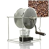 Tostador de café Máquina Cesta de parrilla con asa, asador de acero inoxidable de 360 grados para bricolaje, asador de tambor, cesta para horno, giratorio para cacahuetes, nueces secas, granos de café