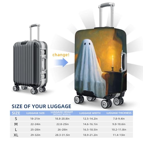Ghost Sitting On Armchair With Candlelight Elastic Travel Luggage Covers Dustproof Scratch-Resistant Suitcase Protector Fit 22-24 Inch4