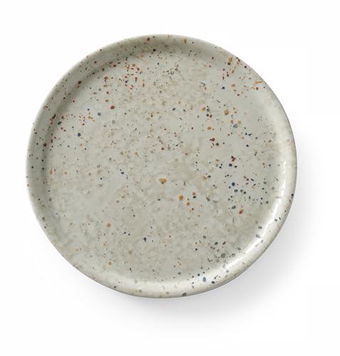 HENDI Plato de Pizza Redondo en Porcelana Esmaltada con Motivo de Puntos Multicolores, Plato para Servir Pizza, Apto para Microondas y Lavavajillas, ⌀310mm, Gris Claro