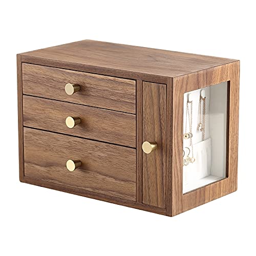 Joyero Organizador de Joyas Caja de joyería de Madera Grande de Lujo Organizador 4 cajón Pendiente de Madera Anillo Collar Reloj de joyería Caja de Estuches de Estuche Caja de Joyas Organizador