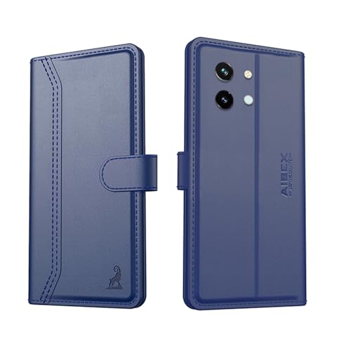 Image of AIBEX Compatible for Vivo Y58 5G Flip Cover Leather Finish with Magnatic Closure | Inside TPU with Card Pockets | Wallet Stand | Complete Protection Flip Case -Blue