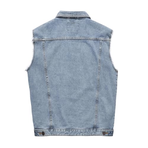 Image of JYG Denim Vest for Men Casual Stretchy Trucker Jean Vests Fashion Vintage Sleeveless Jacket Vest