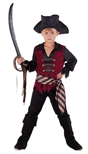 Karibischer Capitánu00a0u0096u00a0Piratas Disfraz infantil niño rojo de Negro Carnavalu00a0u0096u00a0Mar Ladrones Disfraz infantil niño