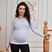 Ruched Maternity Shirt,Striped Scoop Neck long Sleeve Tunic Tops,Maternity clothing Casual for...