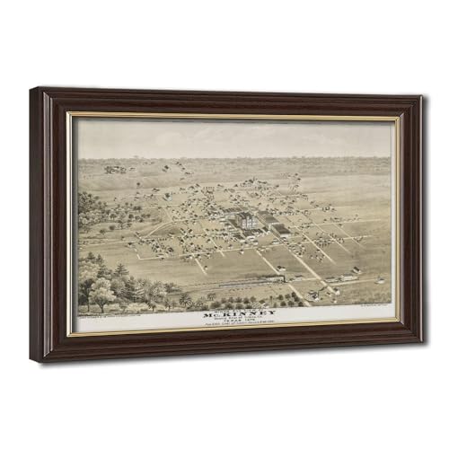Carte panoramique Mckinney Texas 1876 cadeau idéal pour passionné d'histoire américaine