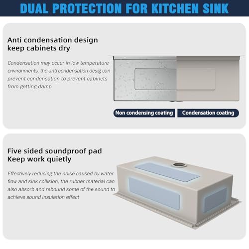 Image of 33 Inch Undermount Kitchen Sink - 33x22 Drop-in Kitchen Sinks, 18 Gauge 304 Stainless Steel Workstation Sink, Deep Single Bowl, Dual Mount, Handmade Basin, 9 Inch Deep, Built-In Accessories