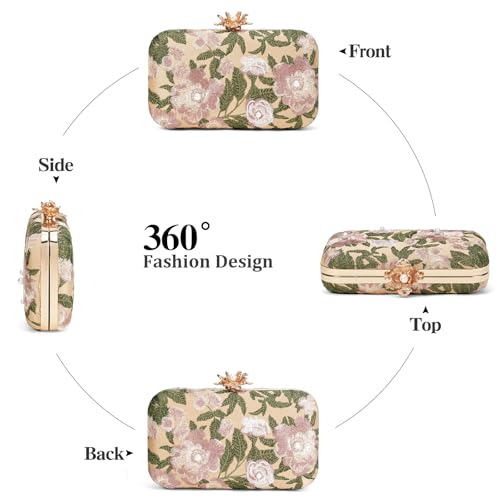 Image of RNIEGA Vintage Floral Clutch Purses for Women Wedding Guest Purse Evening Bag for Wedding Party Prom