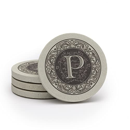 Big Sale Thirstystone Absorbent Monogram Sandstone Coaster Set, Letter P