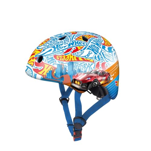 DQB DeQUBE Capacete Hot Wheels-ajustável-ultraleve e seguro-resistente e respirável - de 2 a 7 anos-cor preta, unissexo, azul, regulável