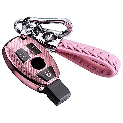 RXXR Car Key Case Compatible with A B C E S CLK AMG Class C180 W164 W245 W209 W204 Key Case with Key Fob Soft TPU Key Protection Case 3 Buttons Cover