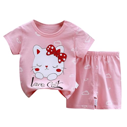 Conjunto de ropa de bebé de algodón puro para niñas, ropa de verano para niños, camiseta para bebé, ropa de bebé, regalos para niños, Rosa., 12-18 meses