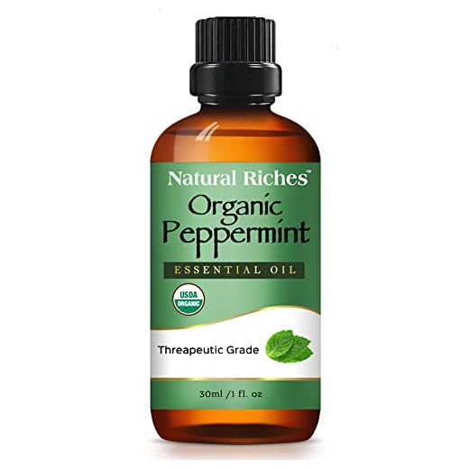 Natural Riches Organic Peppermint Oil Essential Oil for Aromatherapy with Diffuser Therapeutic Grade - Cooling Smell Fresh Mint Oil & Menthol 1fl oz.