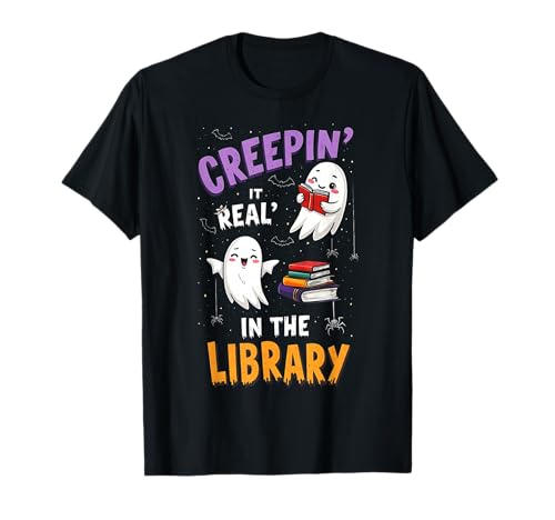 Creepin It Real in The Library Funny Book Lover Halloween T-Shirt
