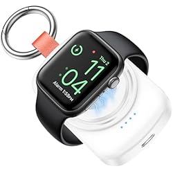 INNISTO Cargador Apple Watch portátil Compatible con Apple Watch Series Ultra 9/8/7/6/5/4/3/2/SE/SE2, 1800 mAh Apple Watch Power Bank con 4 Indicadores LED Llavero Cargador Apple Watch Blanco