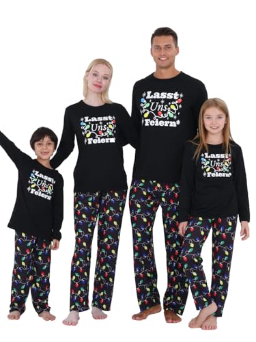 Sangdut Weihnachts Matching Pyjama Family Set, Zweiteiler Weihnachten Bunte Lichterketten Schlafanzug Langarm Witzige Christmas Nachtwäsche Pajamas für Pärchen (XXL, Herren, Bunte Lichterketten)