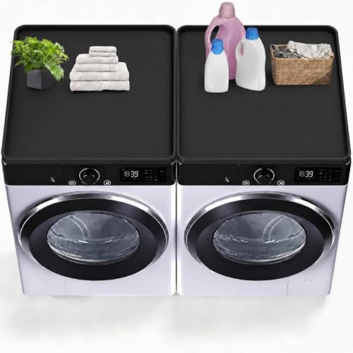 2PCS Black Washer Dryer Top Protector Mat 27x27 Silicone Non Slip